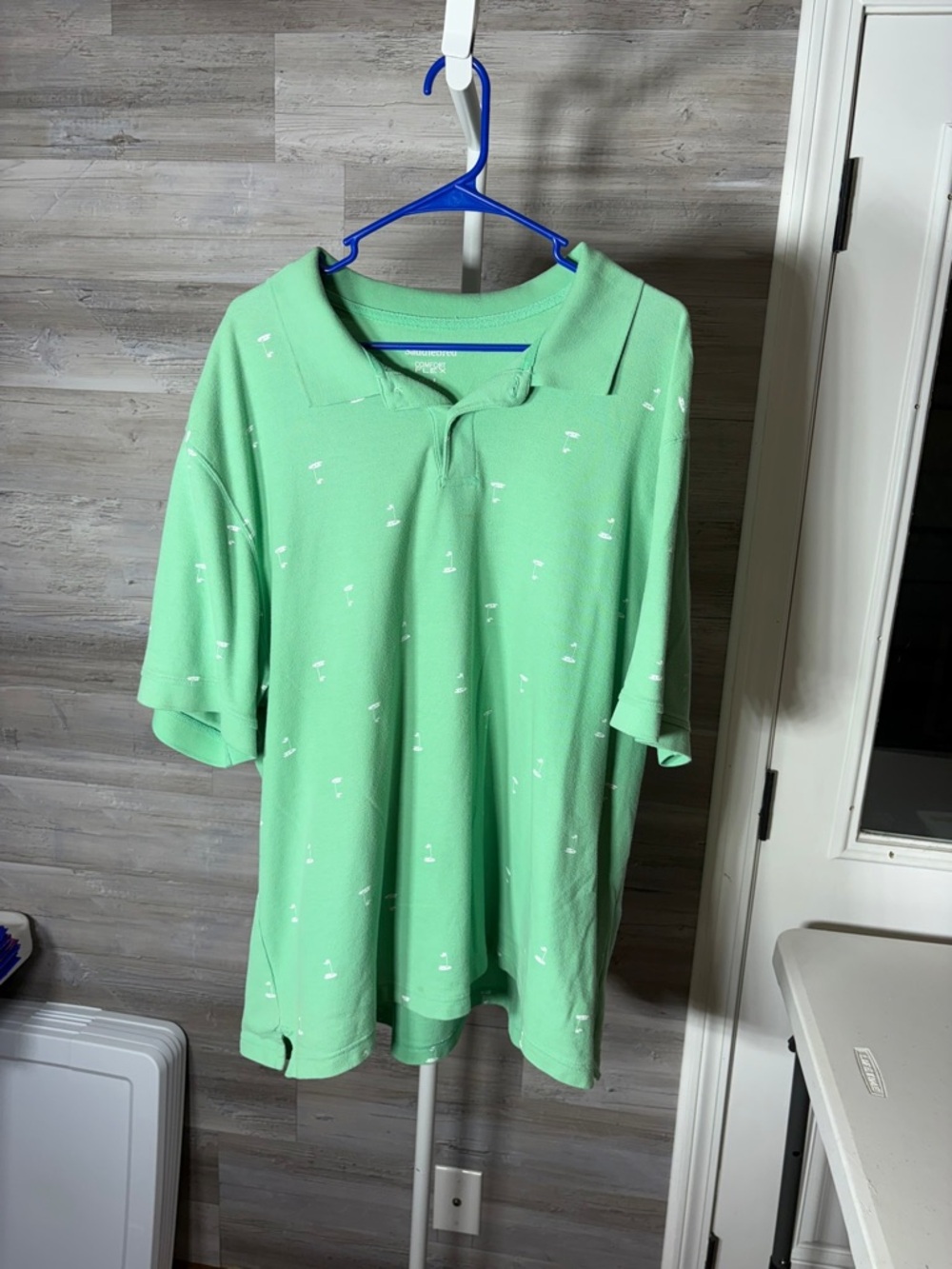 Saddlebred Light Green Polo with White Micro Print 1433